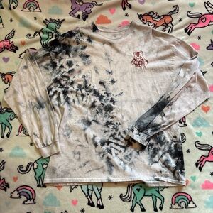 Black and Gray Tie-Dye Long Sleeve Shirt